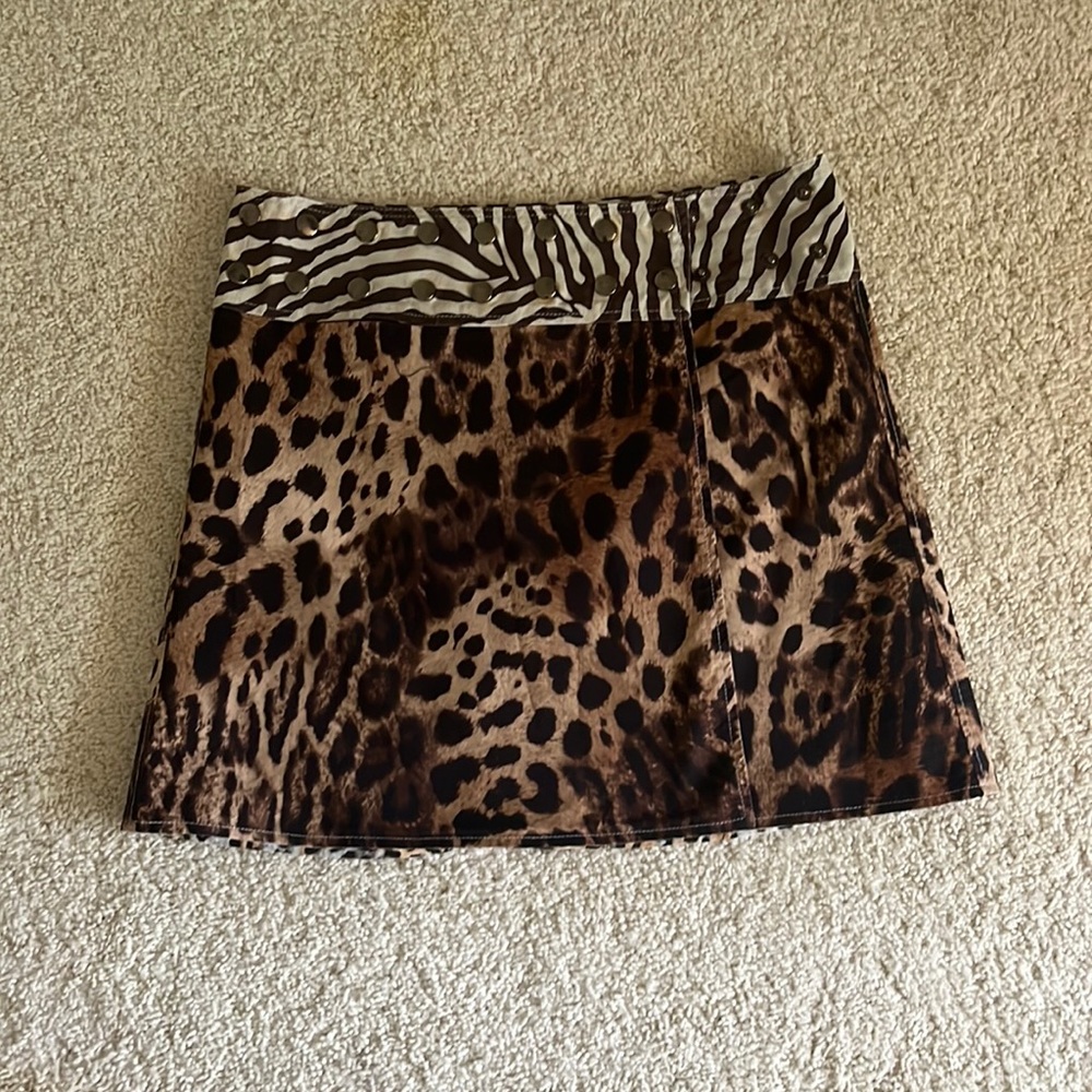 Custom made safari reversible mini skirt